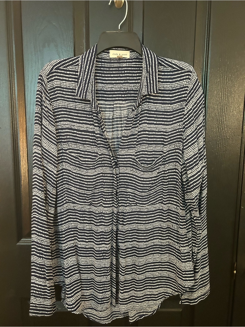 cloth & stone Navy and White Dotted Stripe Button-Down Shirt